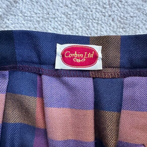 Vintage Corbin Ltd Large Check Plaid Wool Midi Skirt - Picture 2 of 9